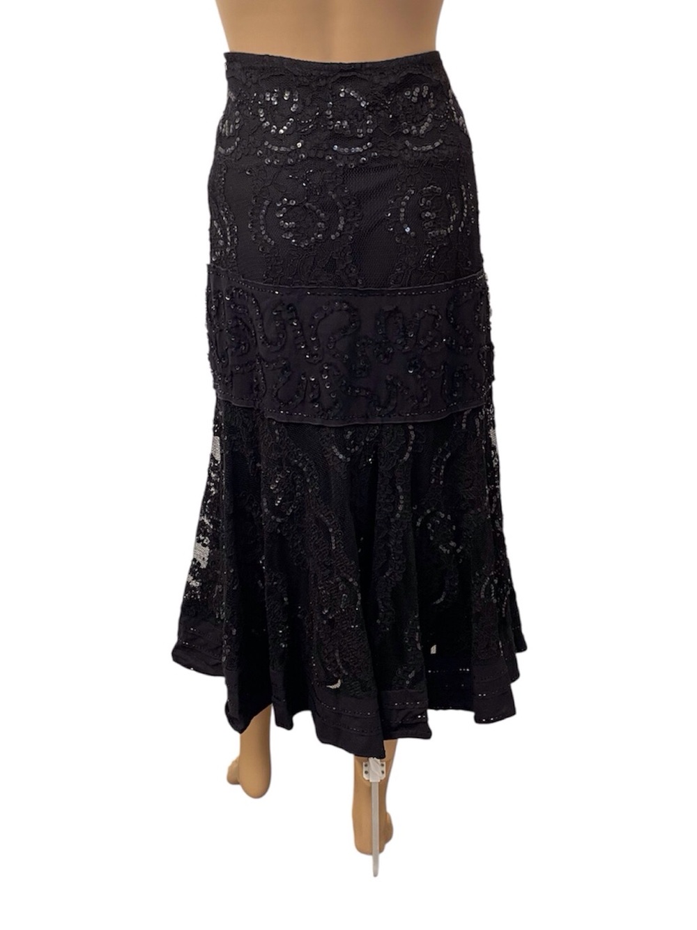 Lillie Rubin Black Sequin Lace Maxi Women's Skirt, 2 - Picture 4 of 11
